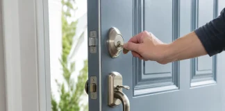 Door Lock Not Working? Causes, Safe Checks, and When to Call a Locksmith Door lock not working on a blue exterior door during a safe key check.