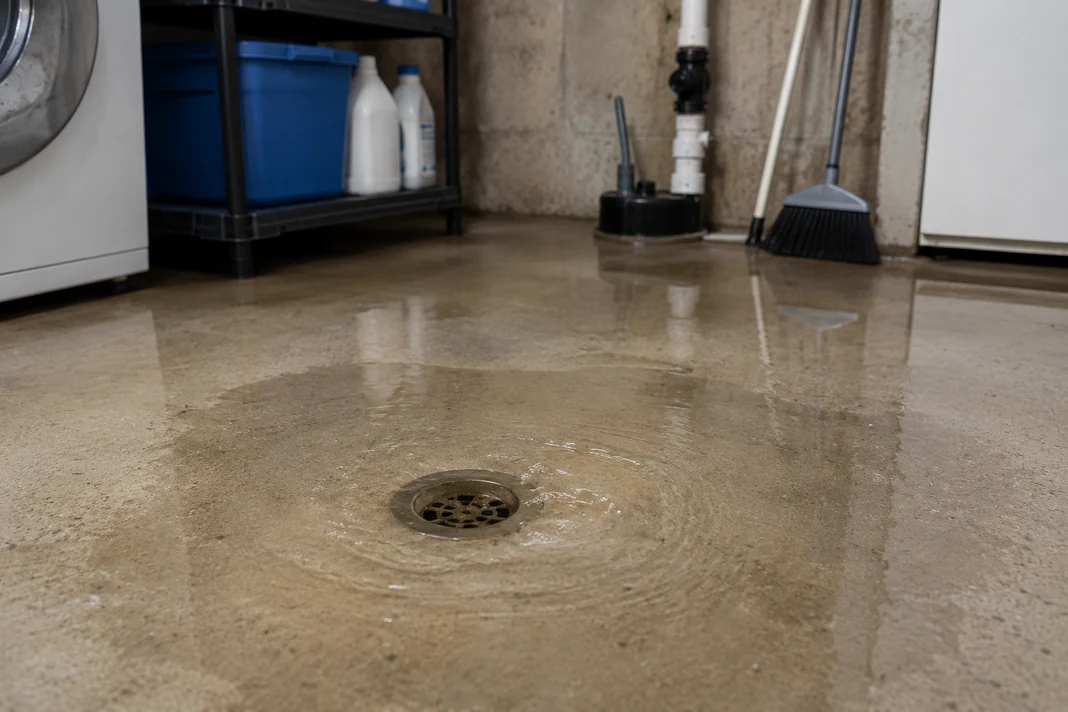 Water backing up through a low floor drain when several fixtures are used