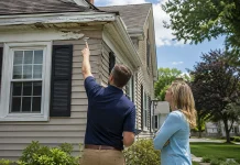 Deferred Maintenance and Property Value: Warning Signs, Costs, and Repair Priorities Home inspector and homeowner reviewing deferred maintenance and property value risks on a house exterior.