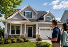 How to Increase Home Value: Repair Priorities, Buyer Appeal, and Appraisal Readiness Homeowner and property professional reviewing how to increase home value outside a well-maintained house.