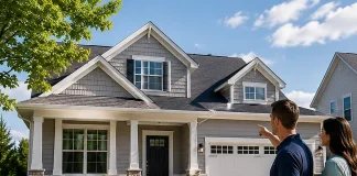 How to Increase Home Value: Repair Priorities, Buyer Appeal, and Appraisal Readiness Homeowner and property professional reviewing how to increase home value outside a well-maintained house.